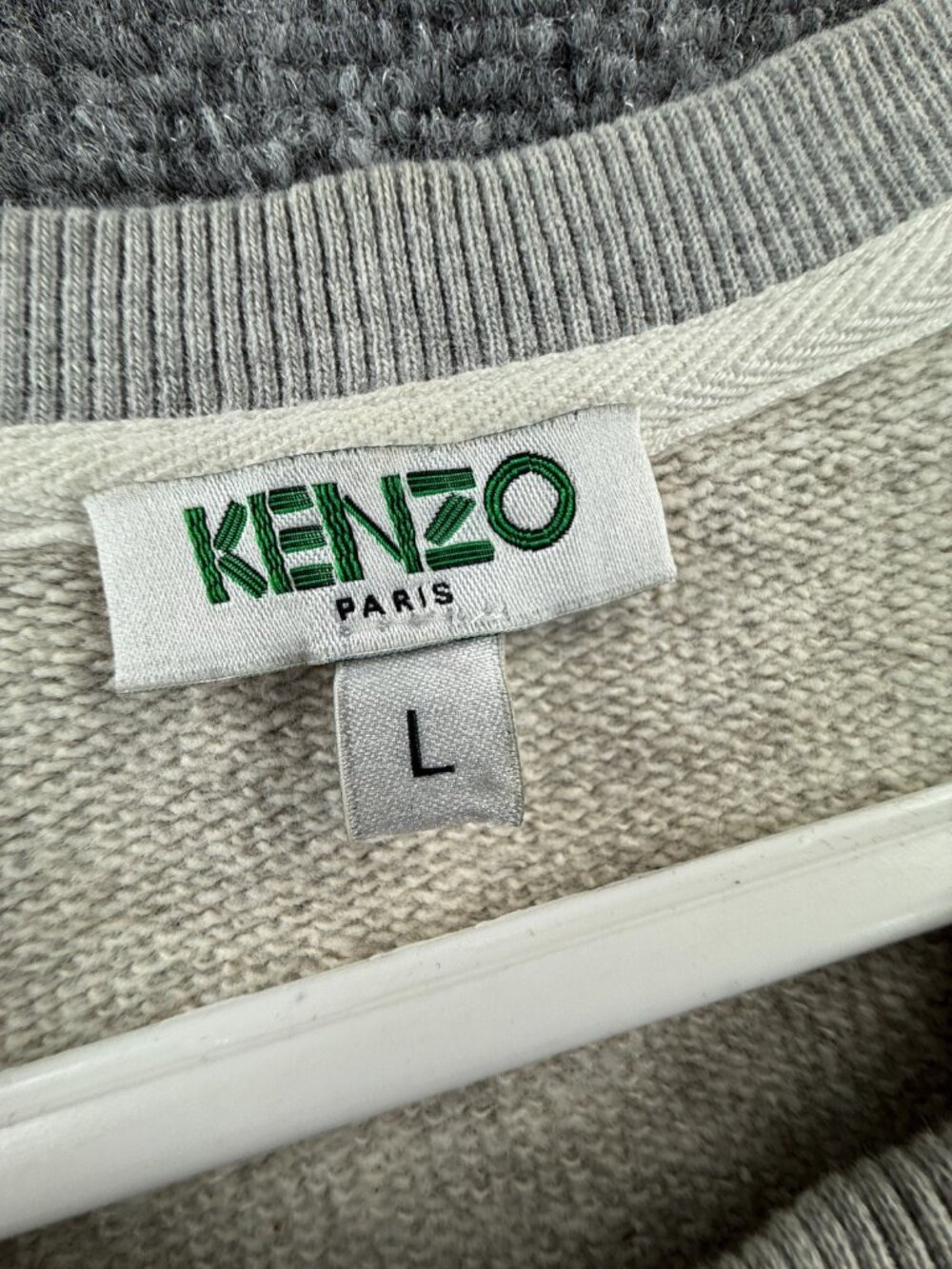 KENZO Paris Sweatshirt Pullover Graphic Print Long Sleeve Large Gray Tiger Logo - Picture 14 of 16